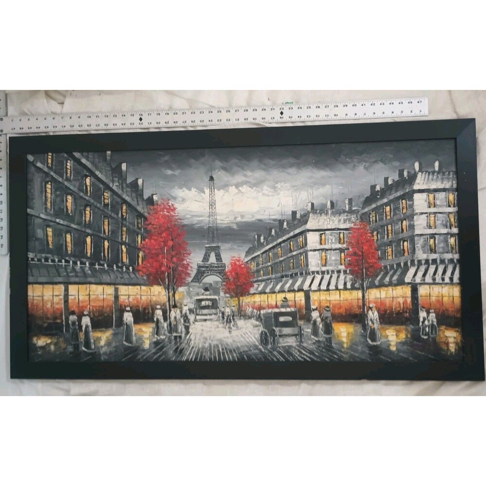 Large 50x30 Paris Eiffel Tower Original Painting Restaurant Bar Industrial Decor